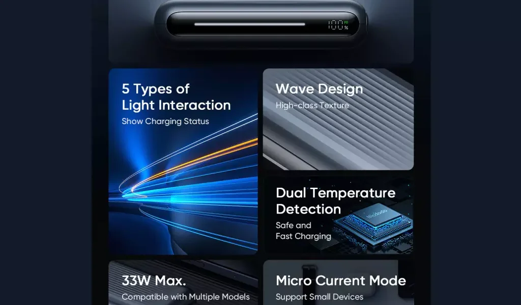 پاور بانک تایپ سی و یو اس بی 33 وات 10000 مک دودو Mcdodo MC-453 Light Interaction Digital Display Power Bank